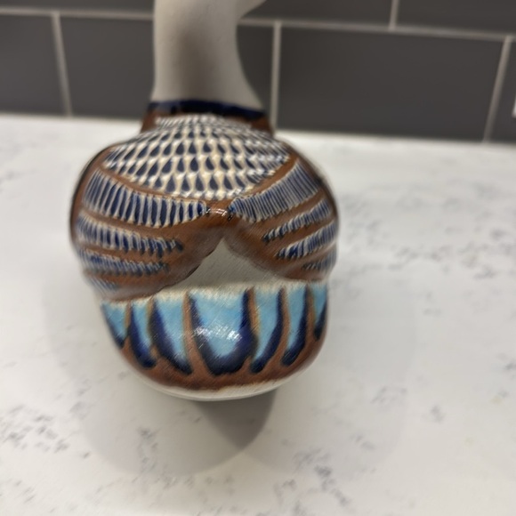 Vintage Mexican Tonala Pottery Duck Mateos Mostado Cobalt Blue Figure Figurine - Picture 9 of 10